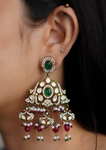 Sarasvati Kundala Victorian Golden Hue Finish Jhumka