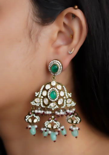 Kirti Ratna Victorian Golden Hue Finish Jhumka