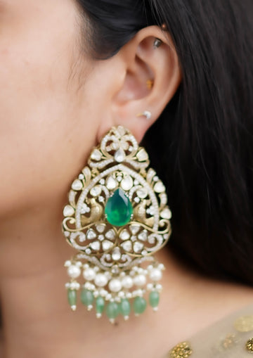 Dhanya Kiritam Victorian Golden Hue Finish Jhumka