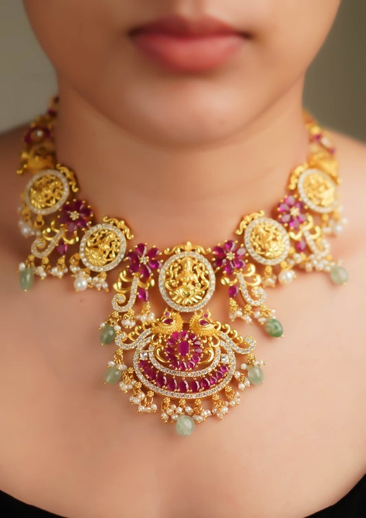 Suvarna Shikha Nakashi Gold Finish Necklace