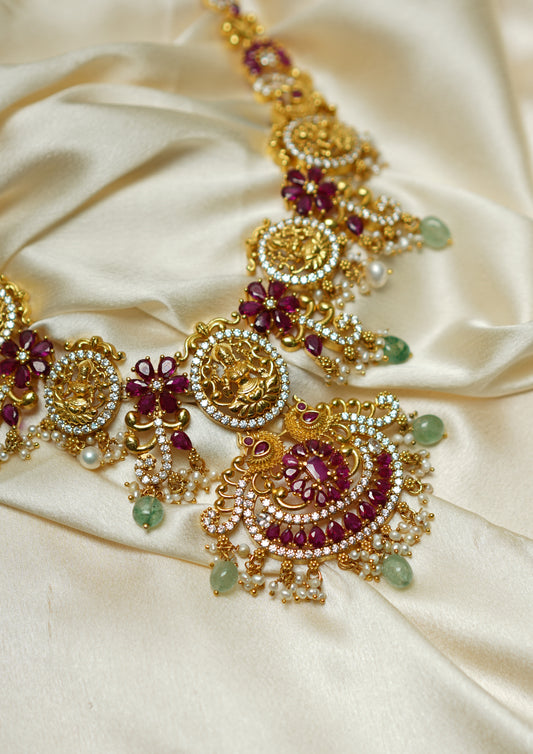 Suvarna Shikha Nakashi Gold Finish Necklace