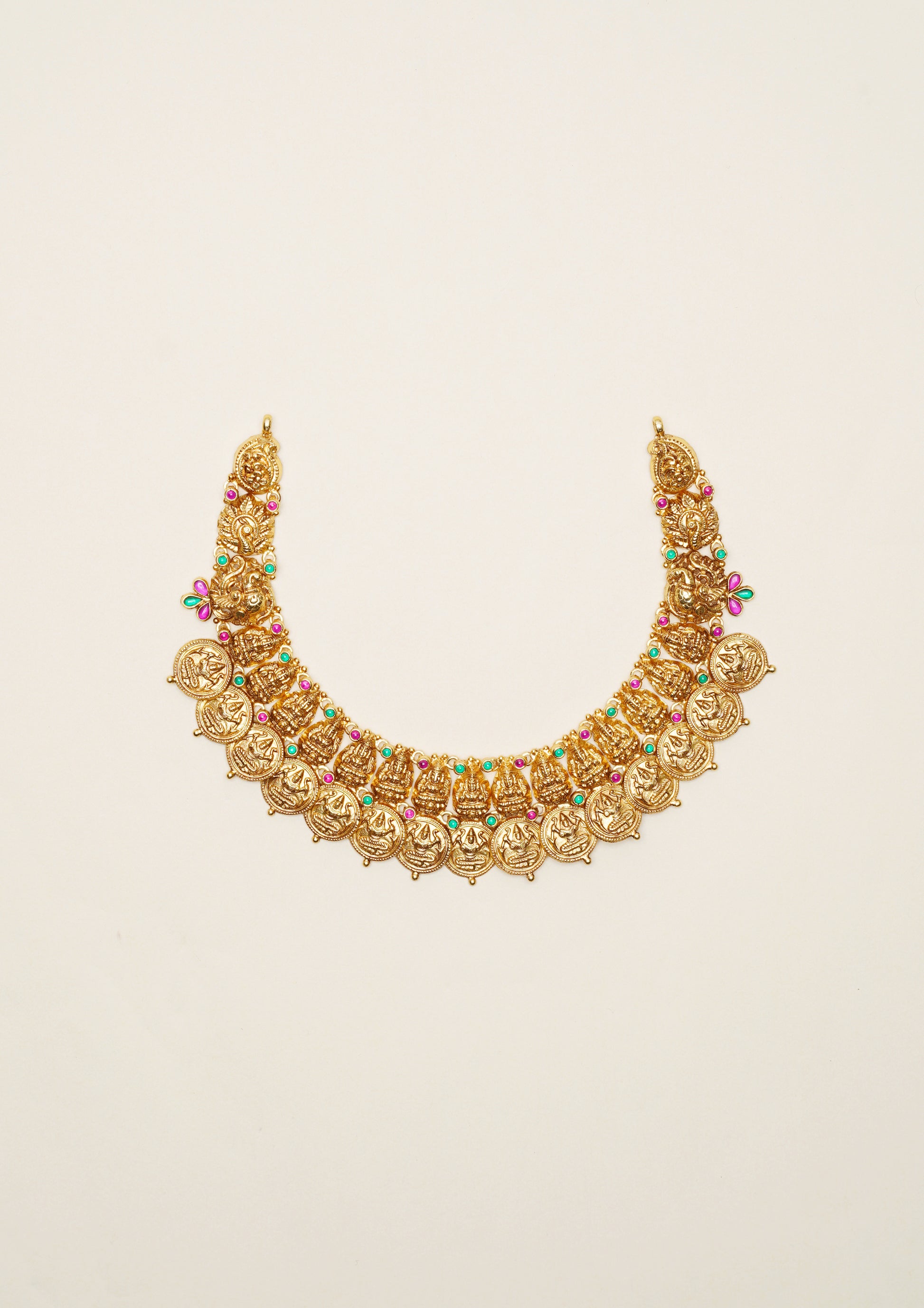 Pushpa Varna Nakashi Gold Finish Necklace