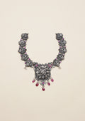 Suvarna Shringara Nakashi Oxidized Silver Finish Necklace