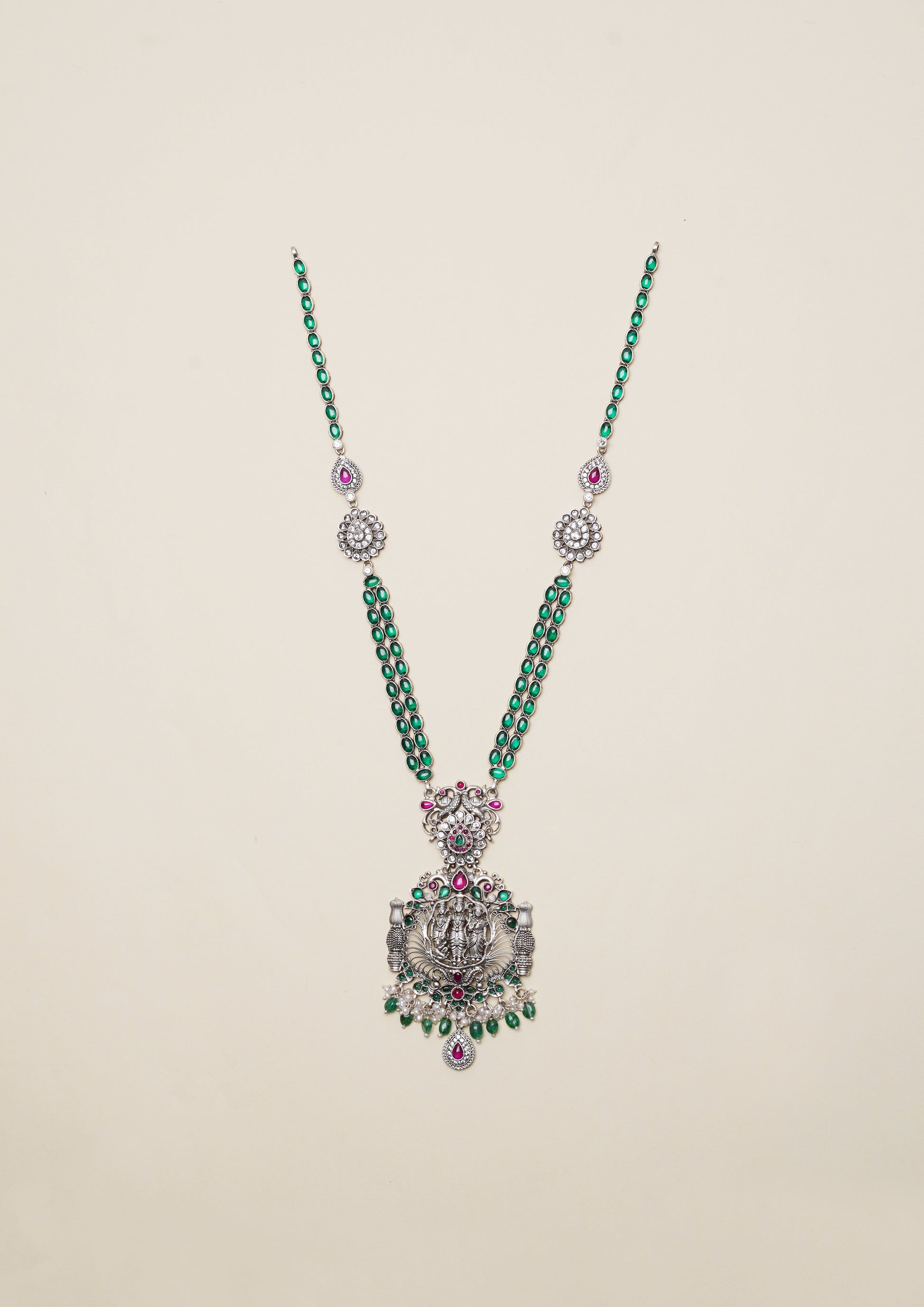 Hiranya Soundarya Nakashi Oxidized Silver Finish Necklace