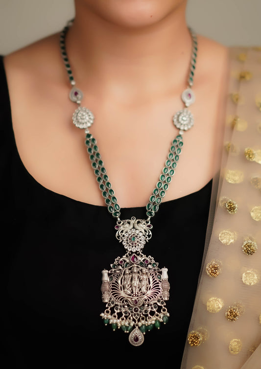 Hiranya Soundarya Nakashi Oxidized Silver Finish Necklace