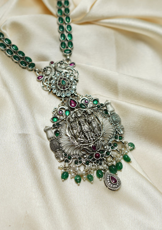 Hiranya Soundarya Nakashi Oxidized Silver Finish Necklace