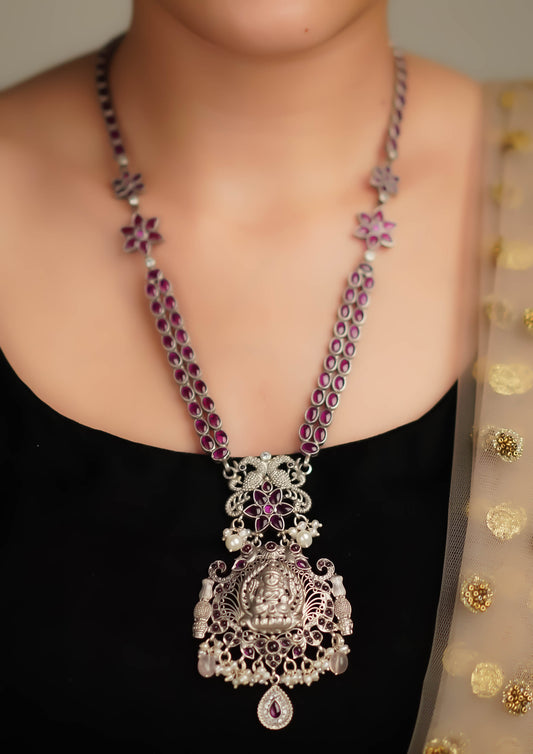 Shubha Nava Nakashi Oxidized Silver Finish Necklace
