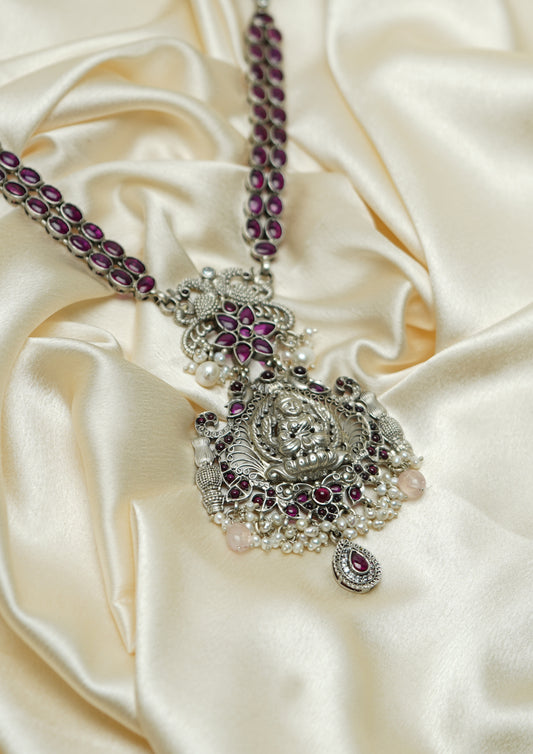 Shubha Nava Nakashi Oxidized Silver Finish Necklace