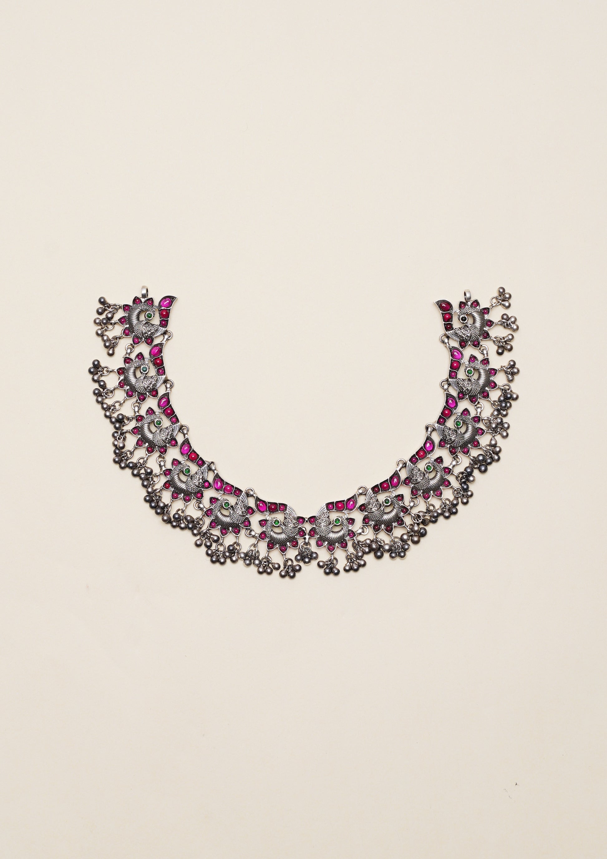 Hiranya Mangala Nakashi Oxidized Silver Finish Necklace