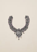 Svarna Varna Nakashi Oxidized Silver Finish Necklace
