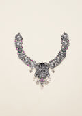 Samhita Megha Nakashi Oxidized Silver Finish Necklace