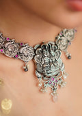 Samhita Megha Nakashi Oxidized Silver Finish Necklace