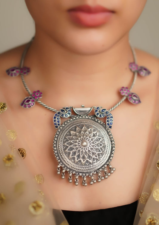 Shubha Rekha Limited Edition Oxidized Silver Finish Necklace