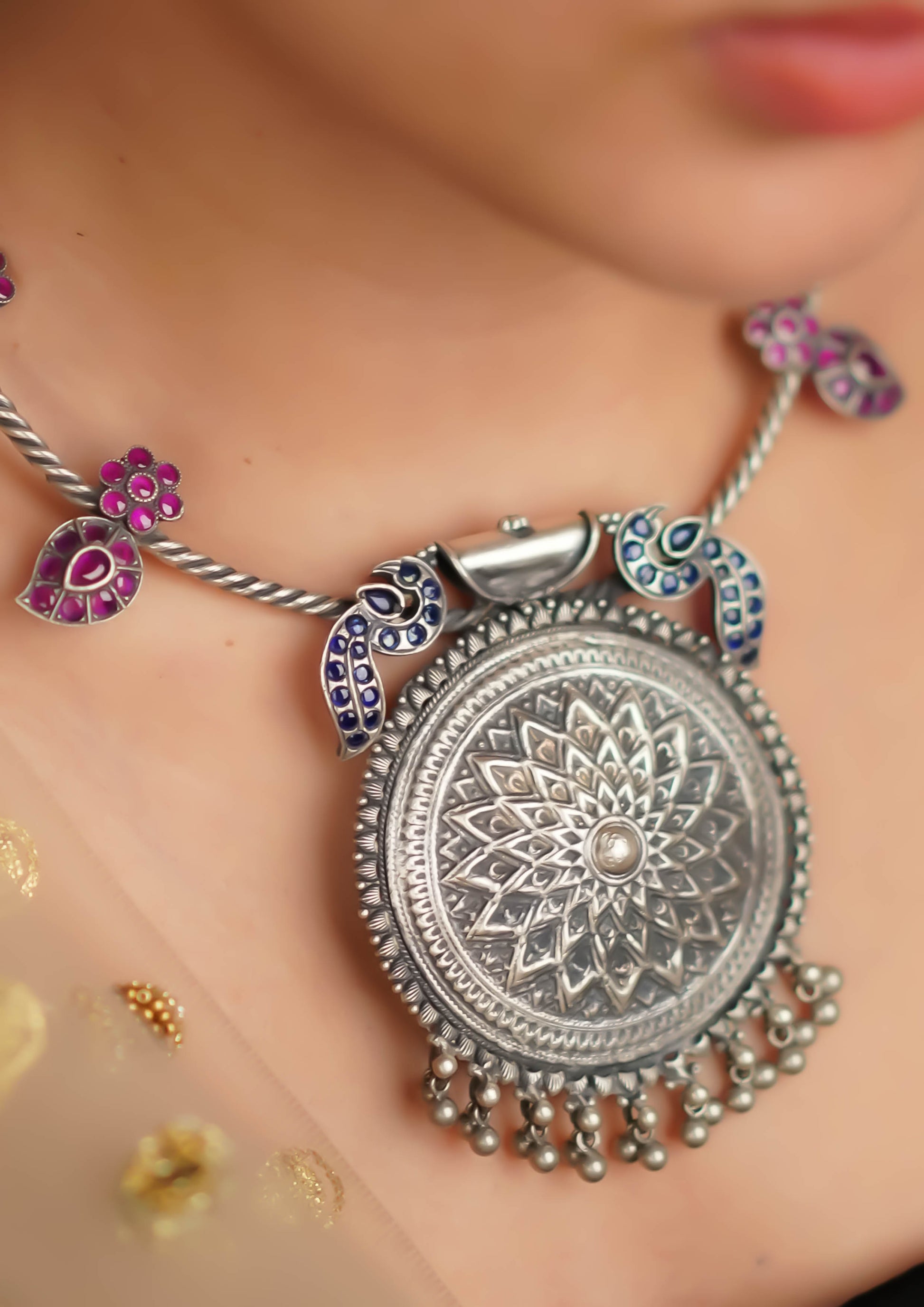 Shubha Rekha Limited Edition Oxidized Silver Finish Necklace
