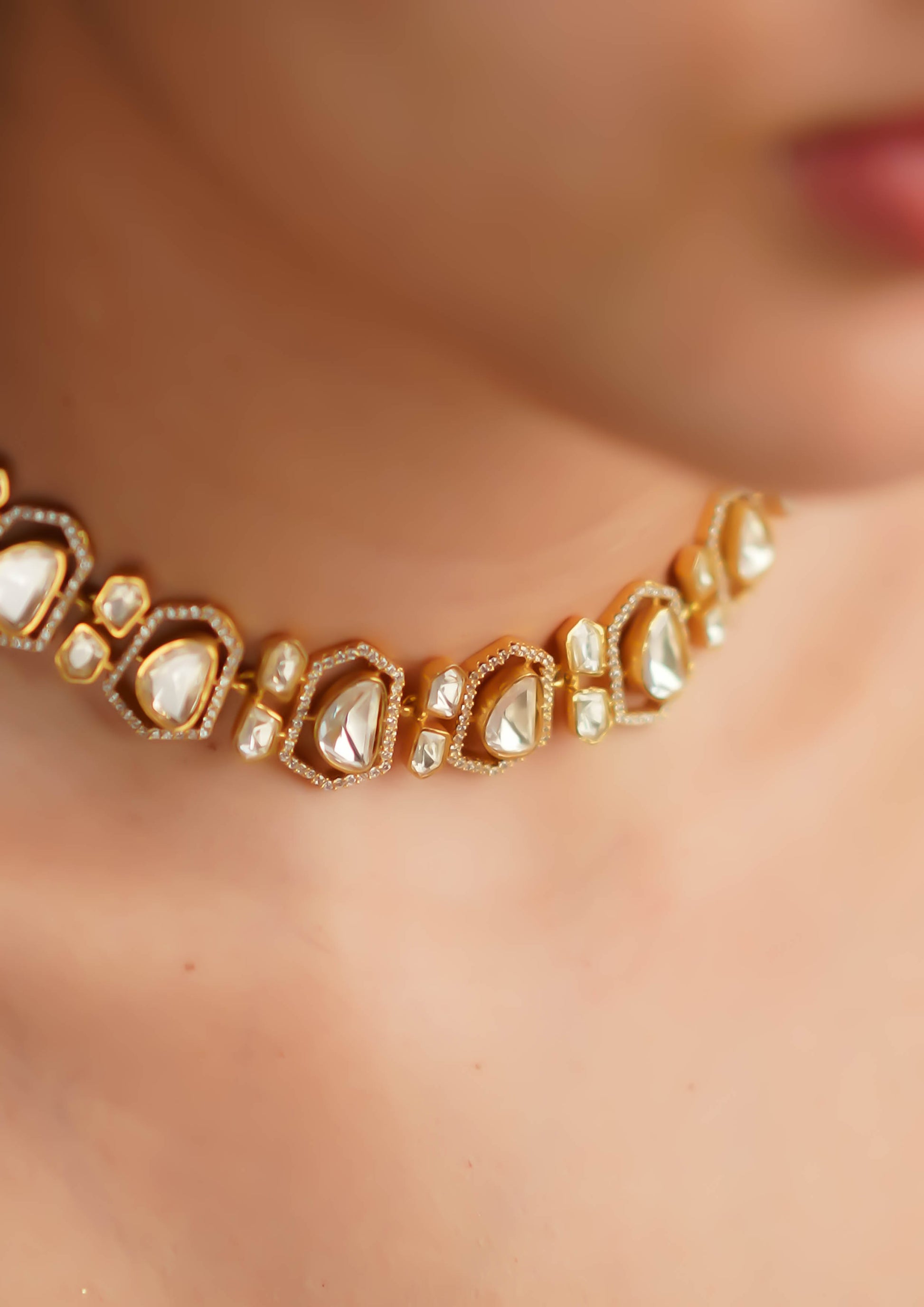Hiranya Nava Polki Gold Finish Necklace