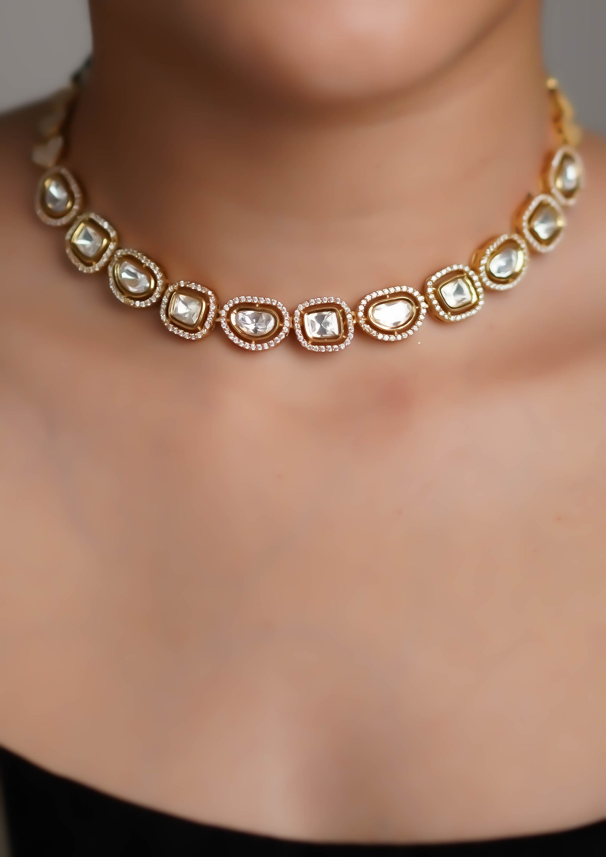 Surya Shringara Polki Gold Finish Necklace