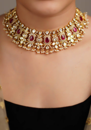 Surabhi Manohara Polki Gold Finish Necklace