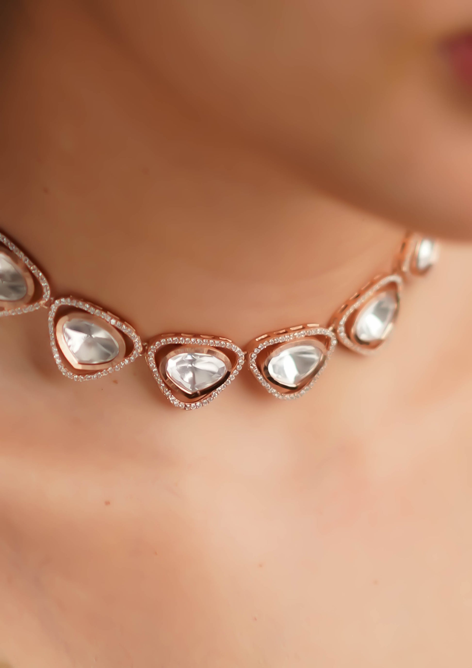 Samhita Kusuma Polki Rose Gold Finish Necklace