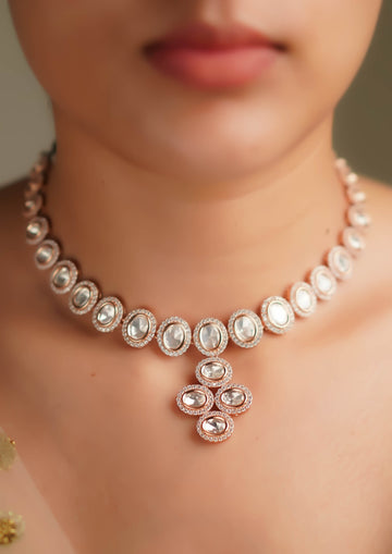 Ratna Tarangini Polki Rose Gold Finish Necklace