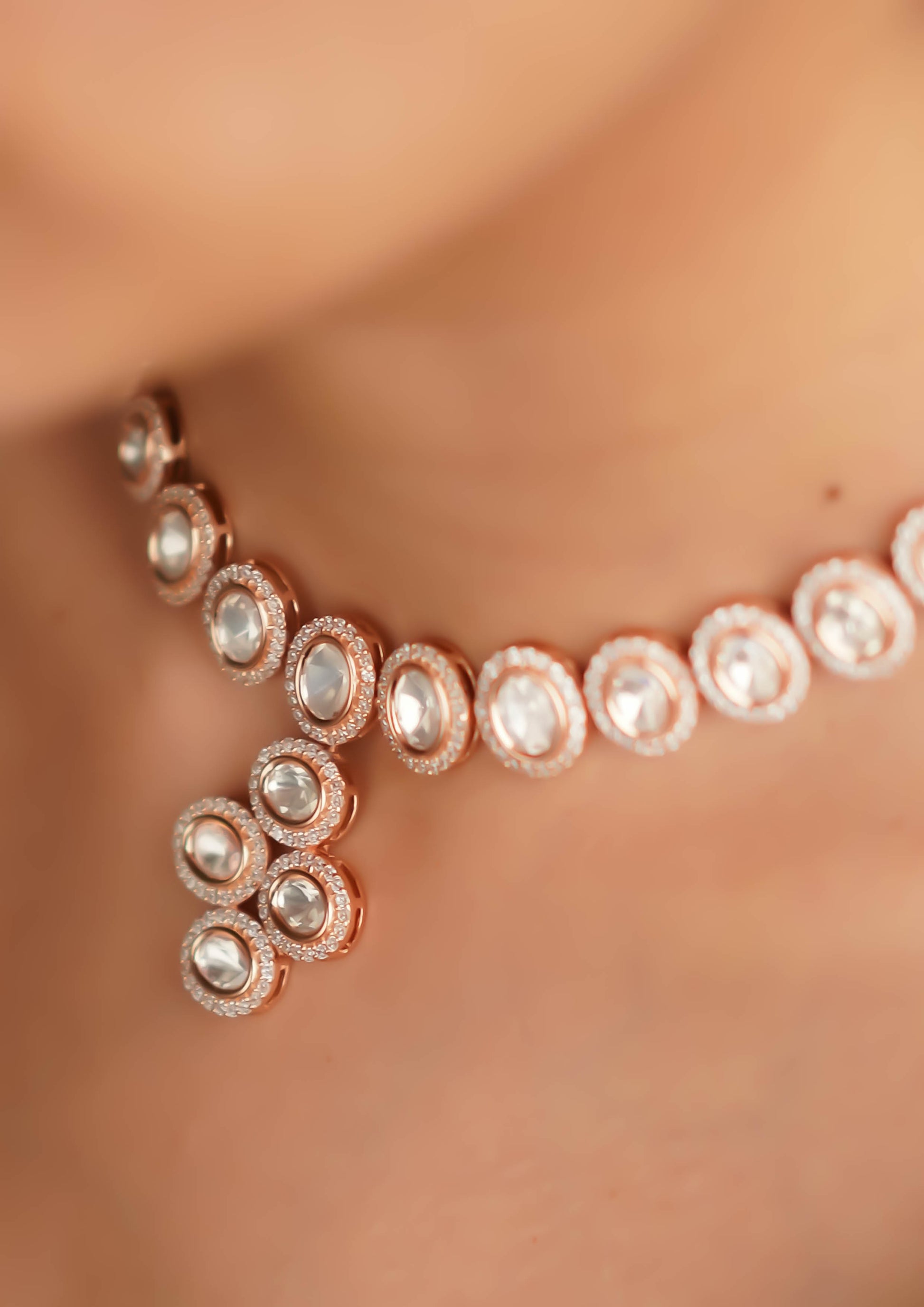 Ratna Tarangini Polki Rose Gold Finish Necklace
