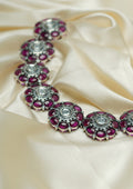 Suvarna Pushpika Polki Oxidized Silver Finish Necklace
