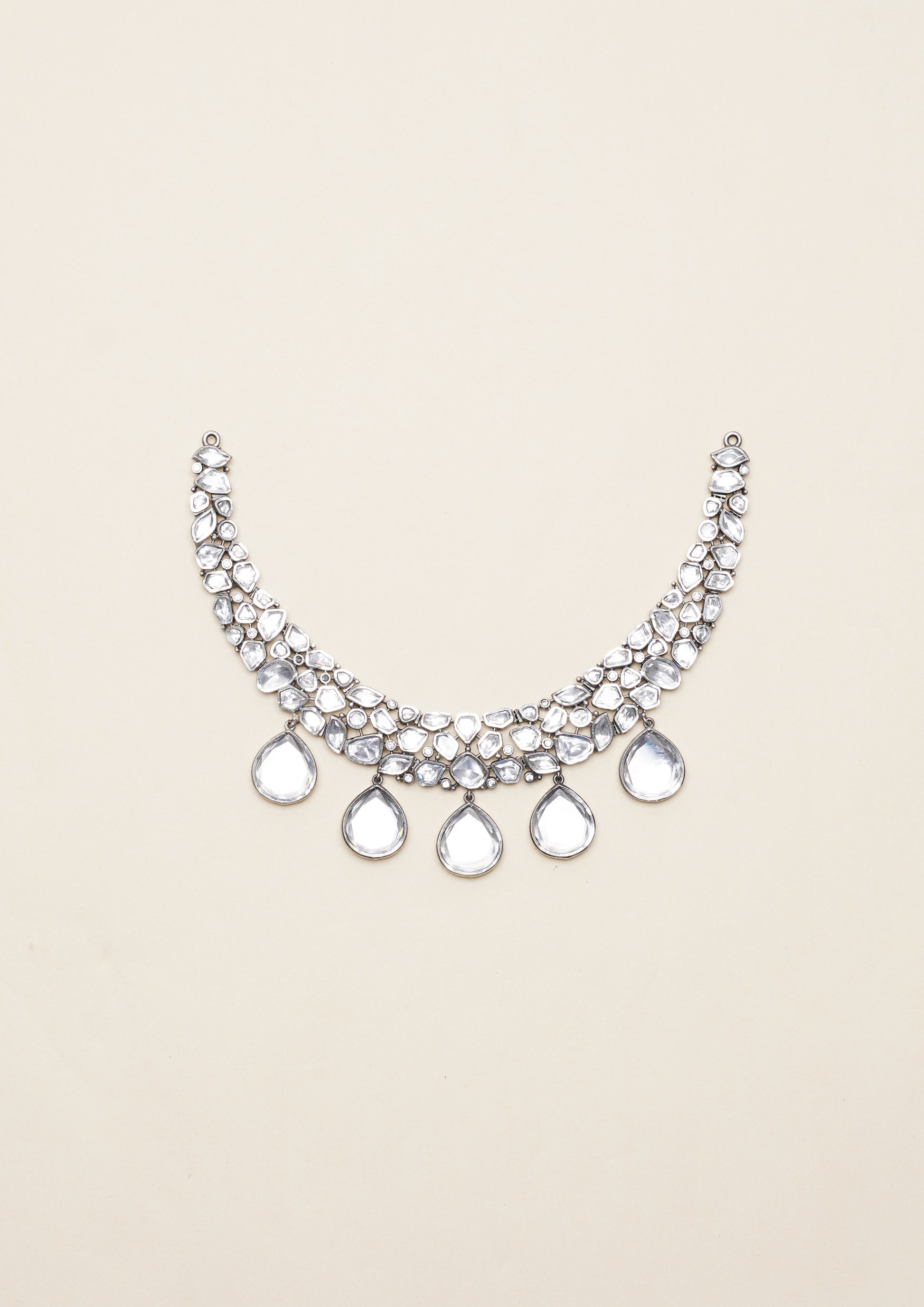 Suvarna Shobha Polki Oxidized Silver Finish Necklace