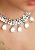 Suvarna Shobha Polki Oxidized Silver Finish Necklace