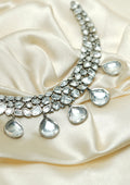 Suvarna Shobha Polki Oxidized Silver Finish Necklace