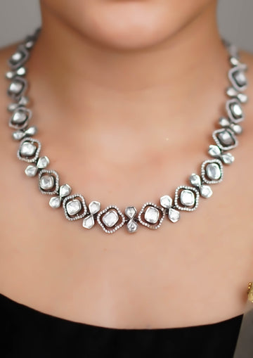 Bhairava Kanti Polki Oxidized Silver Finish Necklace