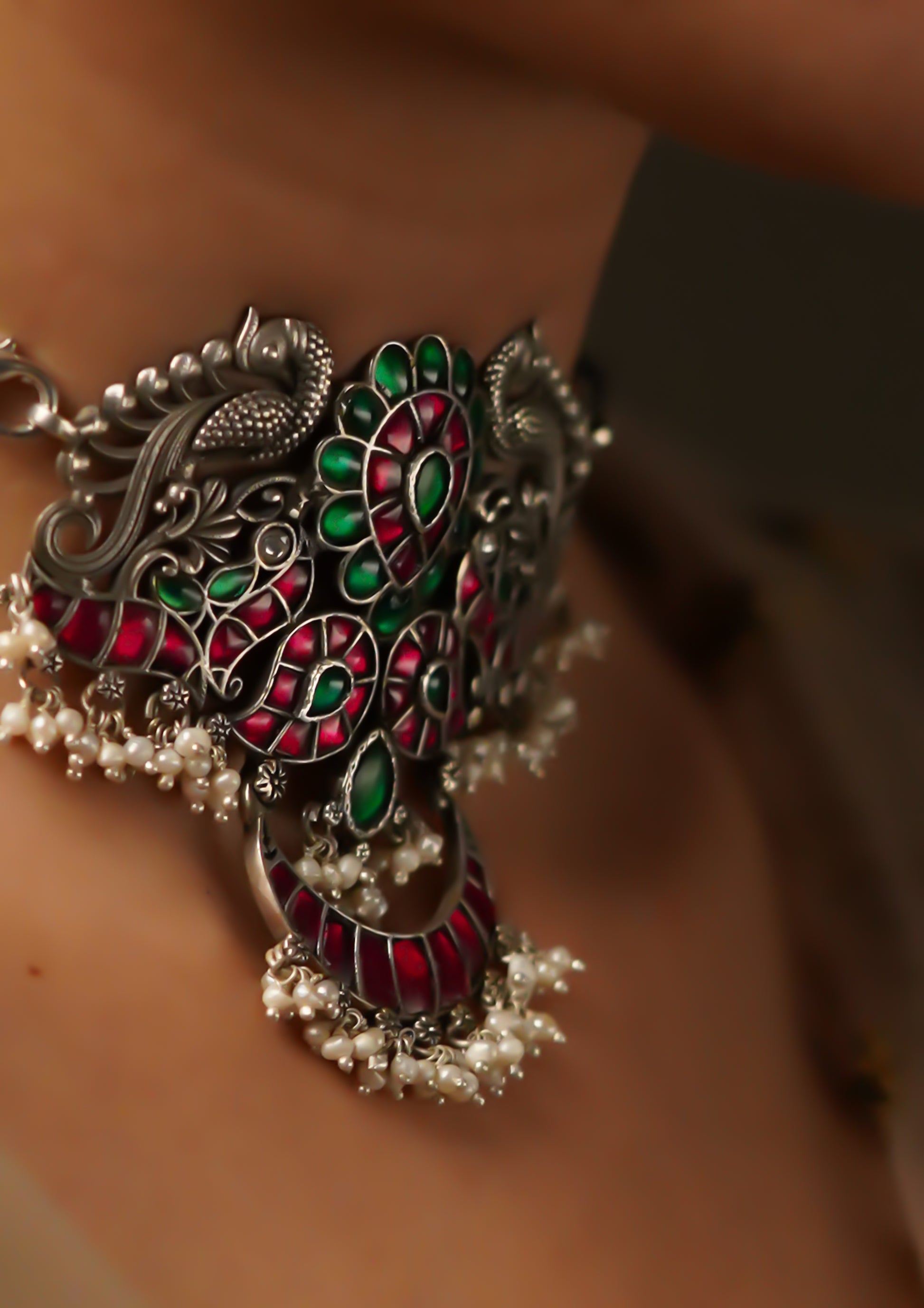 Chandrika Kesa Kundan Oxidized Silver Finish Choker