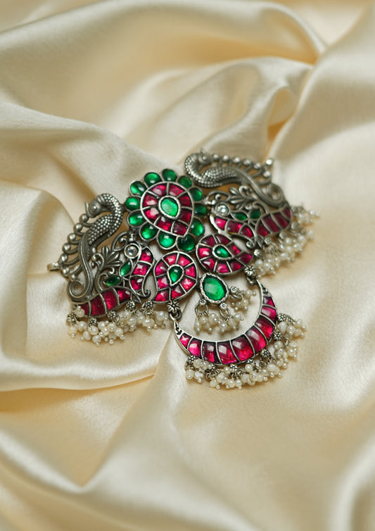 Chandrika Kesa Kundan Oxidized Silver Finish Choker