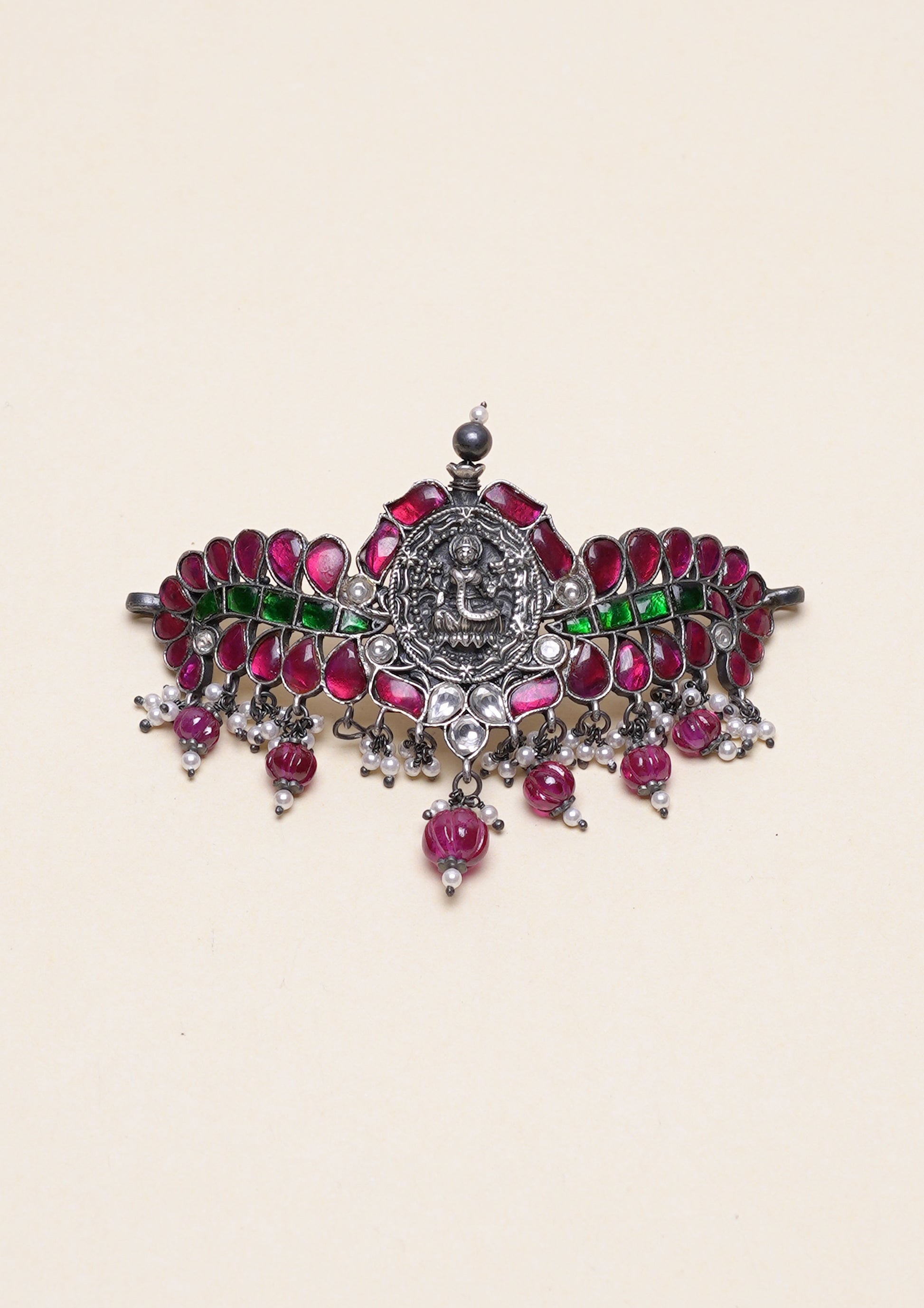 Nitya Tilaka Kundan Oxidized Silver Finish Choker