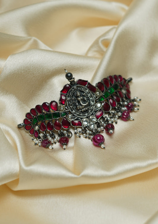 Nitya Tilaka Kundan Oxidized Silver Finish Choker