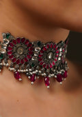 Chandra Sringara Kundan Oxidized Silver Finish Choker