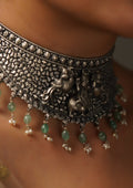Kantha Shobha Nakashi Oxidized Silver Finish Choker