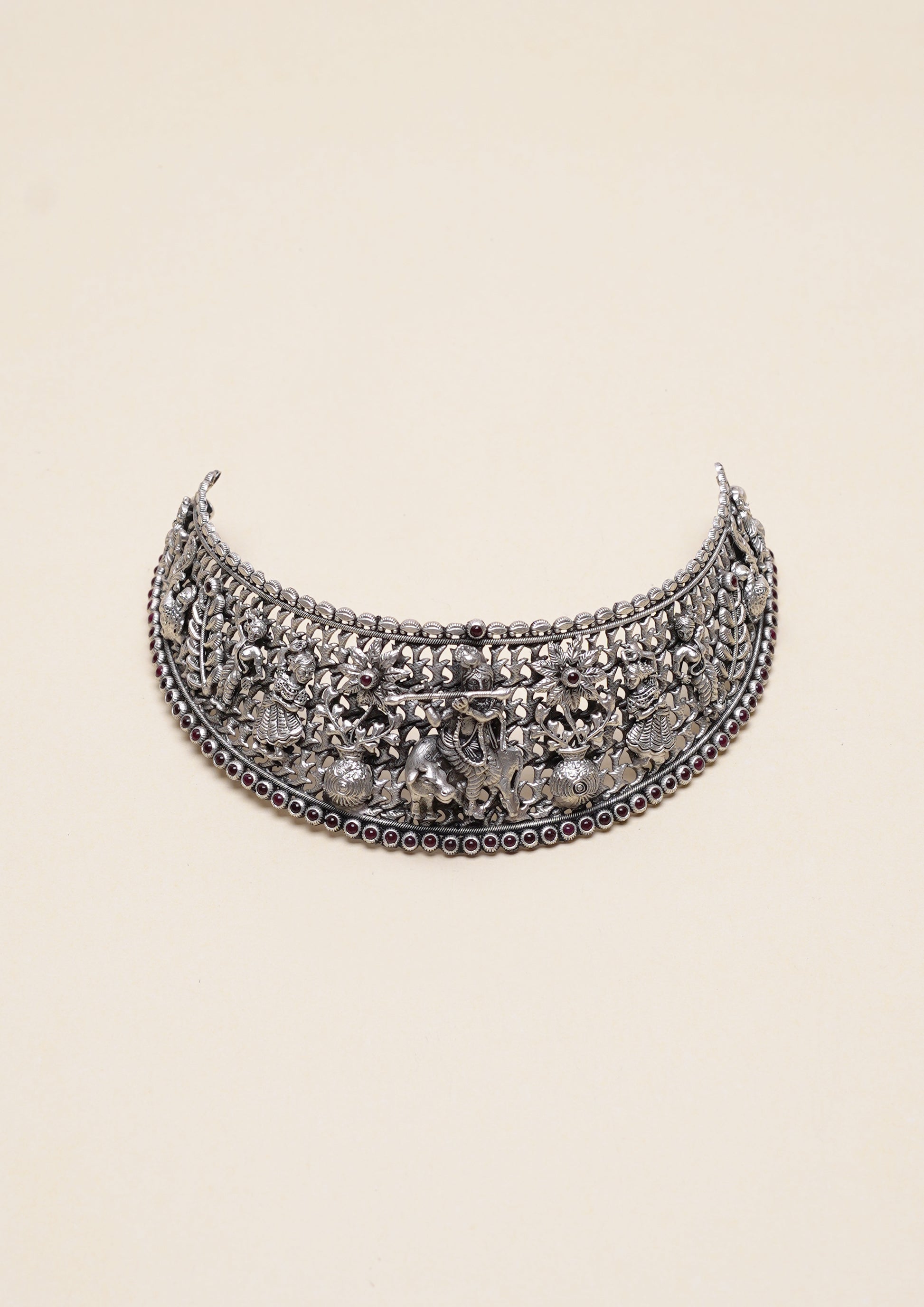 Chitra Taranga Nakashi Oxidized Silver Finish Choker