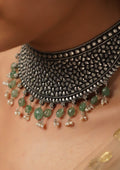 Vrinda Shobha Nakashi Oxidized Silver Finish Choker
