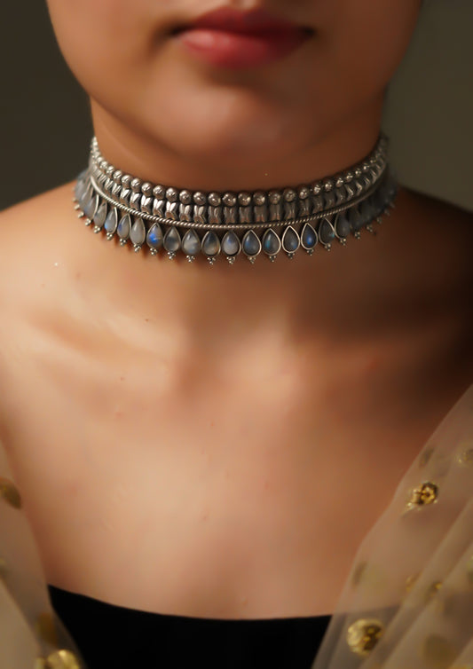 Pushpa Lasya Nakashi Oxidized Silver Finish Choker