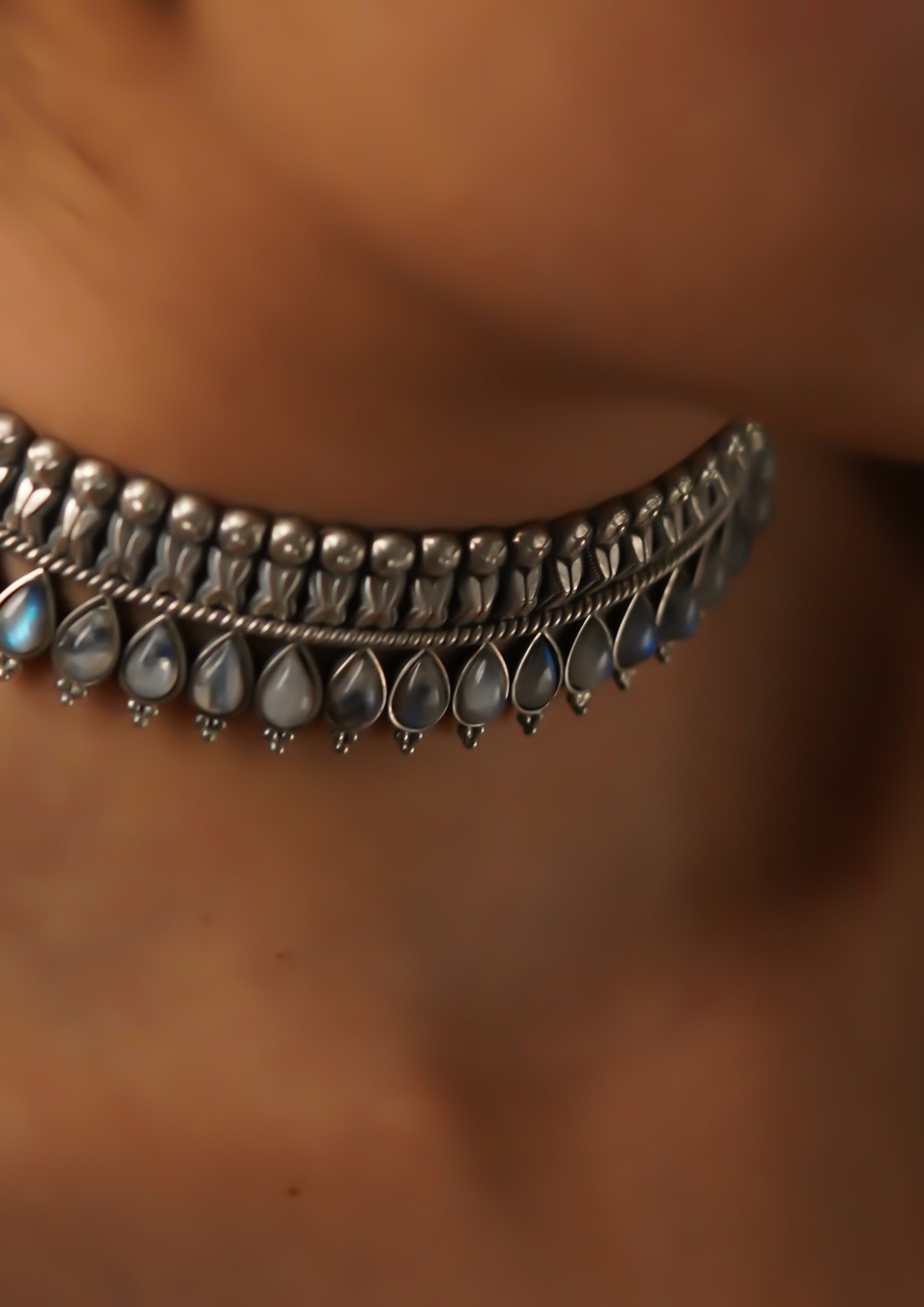 Pushpa Lasya Nakashi Oxidized Silver Finish Choker
