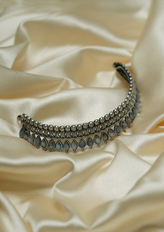 Pushpa Lasya Nakashi Oxidized Silver Finish Choker