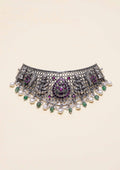 Sundara Vrinda Nakashi Oxidized Silver Finish Choker