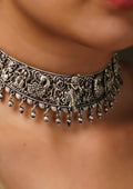 Madhura Vilasa Nakashi Oxidized Silver Finish Choker