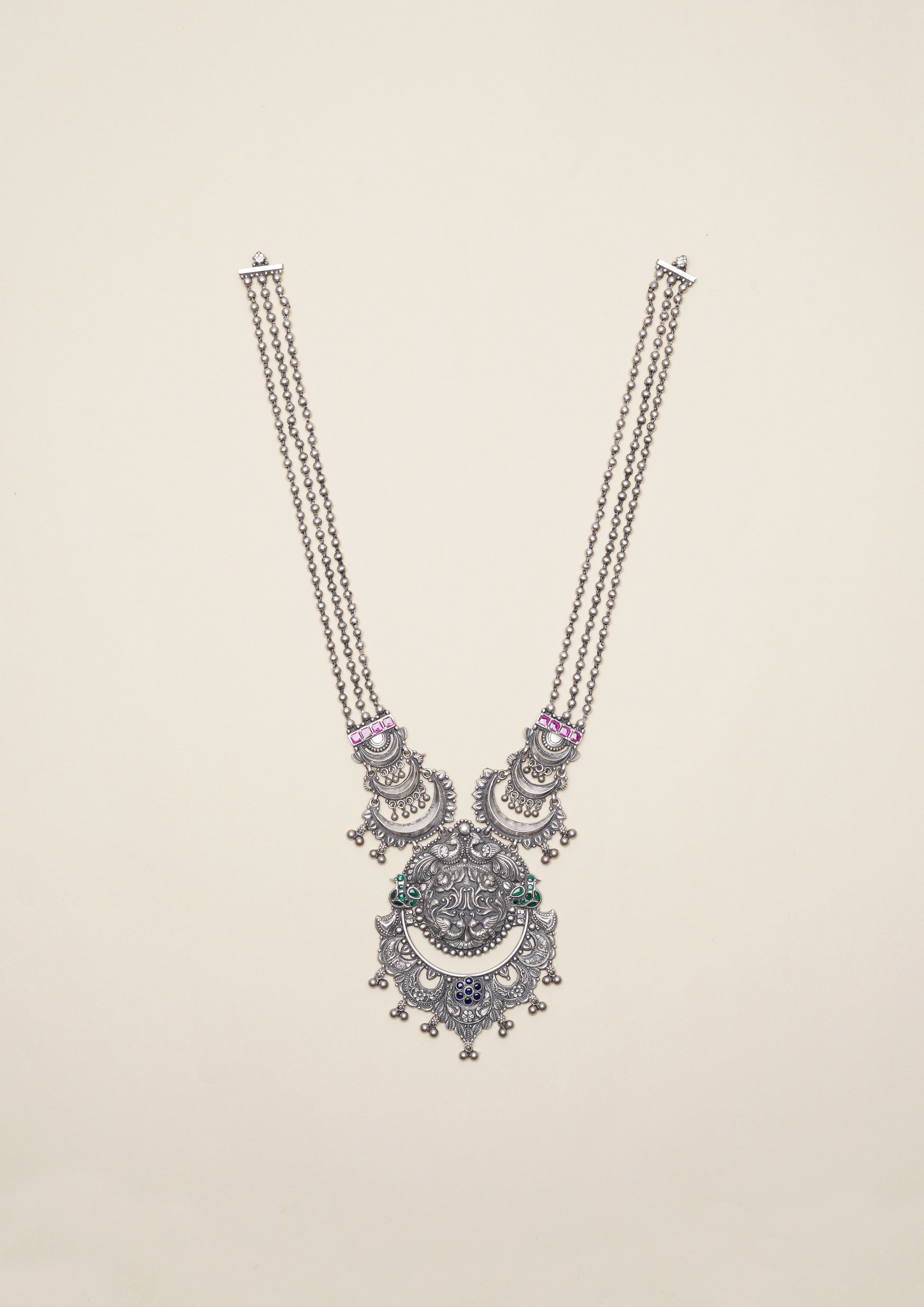 Nitya Divya Nakashi Oxidized Silver Finish Haar