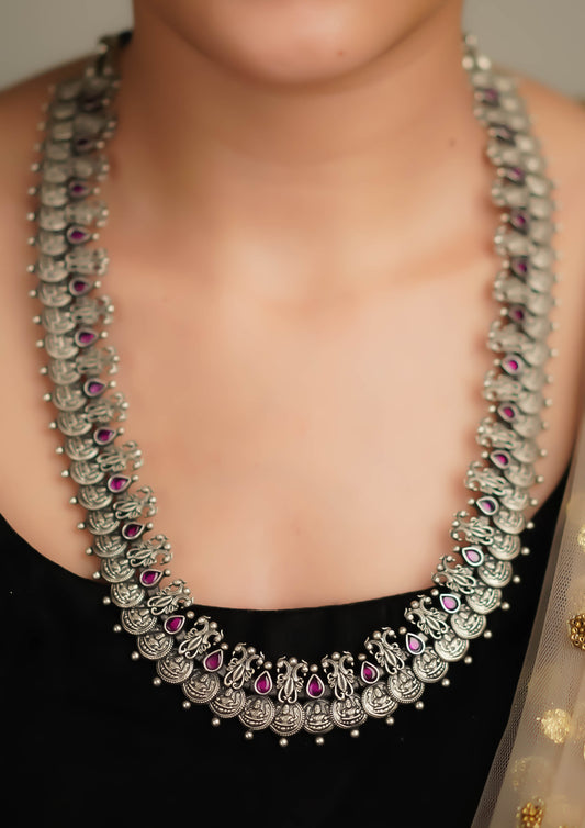 Vasudha Vrinda Nakashi Oxidized Silver Finish Haar
