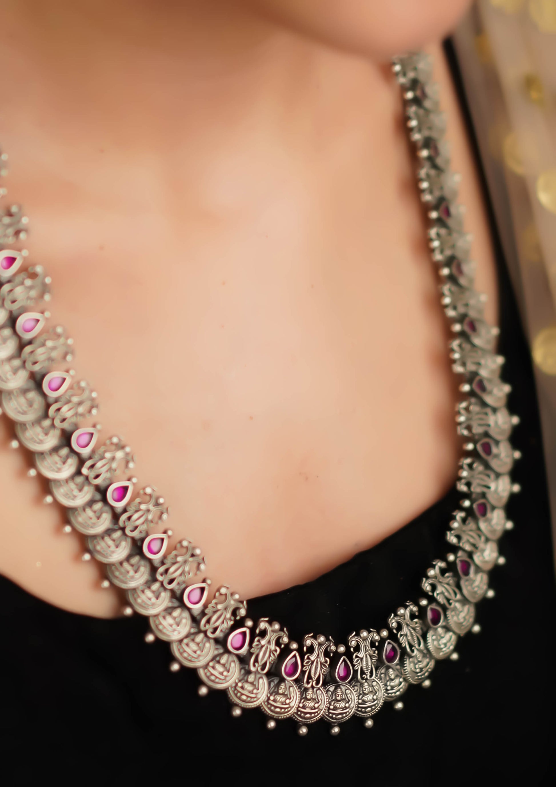 Vasudha Vrinda Nakashi Oxidized Silver Finish Haar