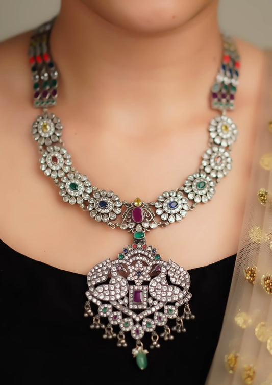 Amrita Sringara Nakashi Oxidized Silver Finish Haar
