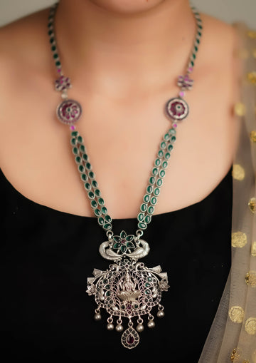 Divya Komala Premium Oxidized Silver Finish Haar