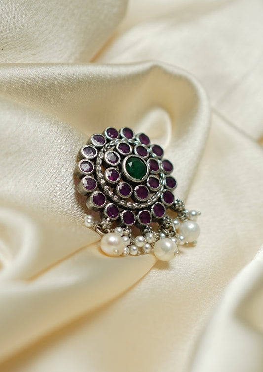 Vibha Tarang Premium Oxidized Silver Finish Small Pendant