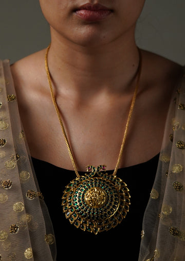 Bhoomi Vandan Premium Gold Finish Large Pendant