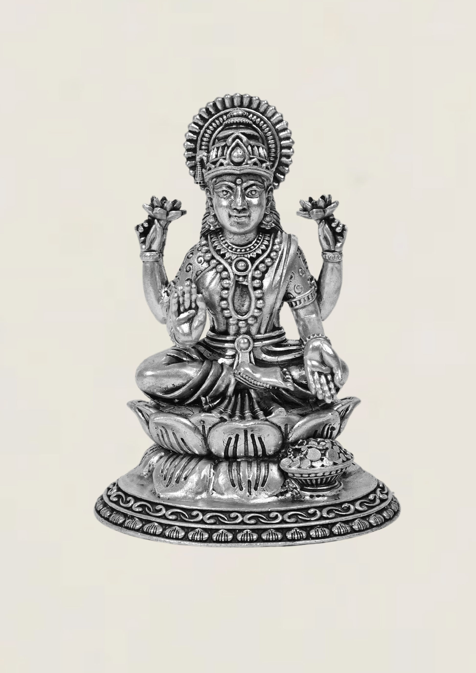 2D Lotus Laxmi - Pure 925 Silver Idol